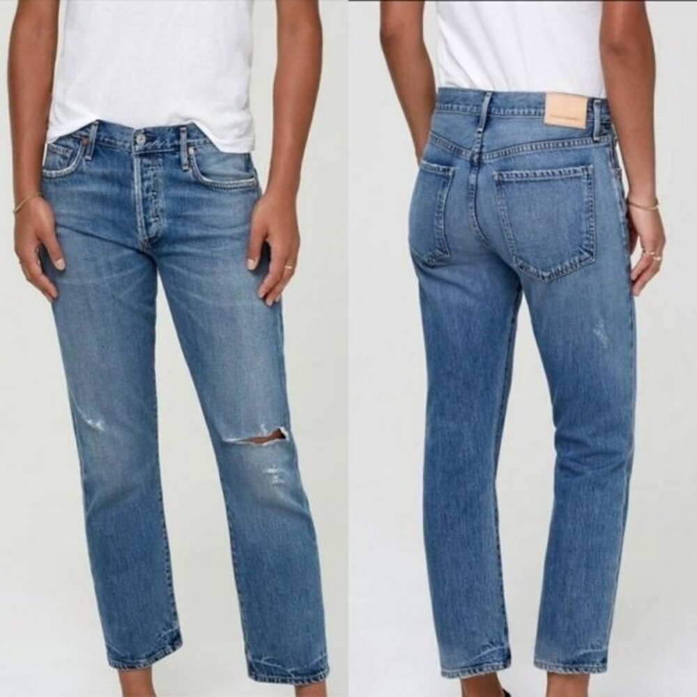 Citizens Of Humanity Blue Distressed Boyfriend Jeans